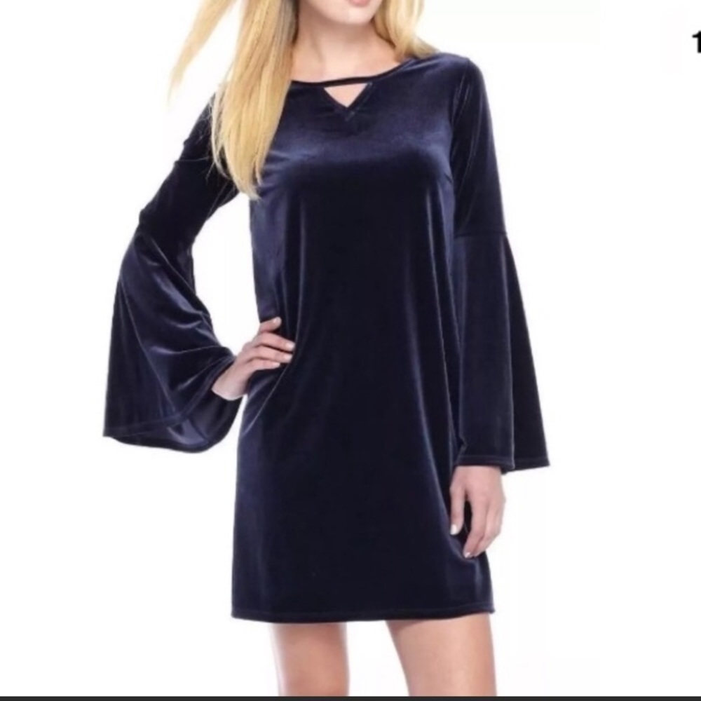 NWT Crown & Ivy Stretch Blue Velvet Dress